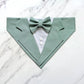 Sage Green Dog Tuxedo Bandana: Wedding Ring Bearer Outfit, Handmade in Norfolk