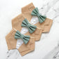 Khaki Wedding Dog Tuxedo Bandana with Sage Green Bow Tie