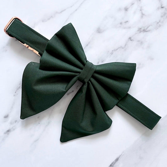 Dark Green Dog Bow Tie or Sailor Bow: Wedding Party Collar Accessory