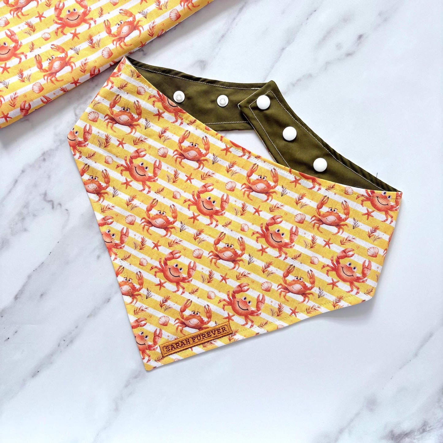 Yellow Summer Crabs Adjustable Dog bandana