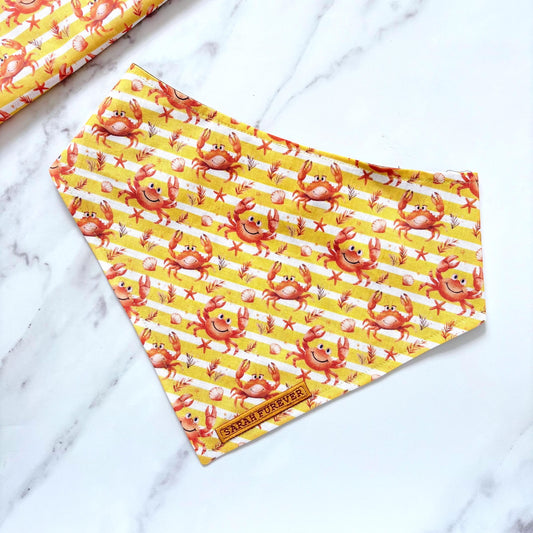 Yellow Summer Crabs Adjustable Dog bandana