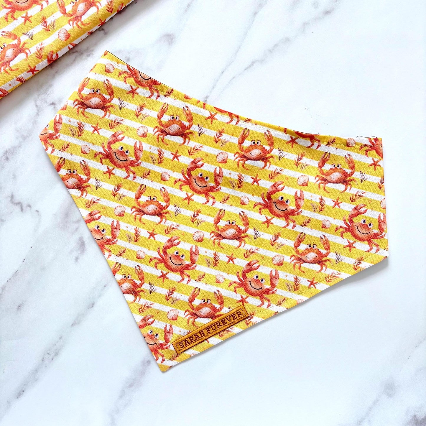 Yellow Summer Crabs Adjustable Dog bandana