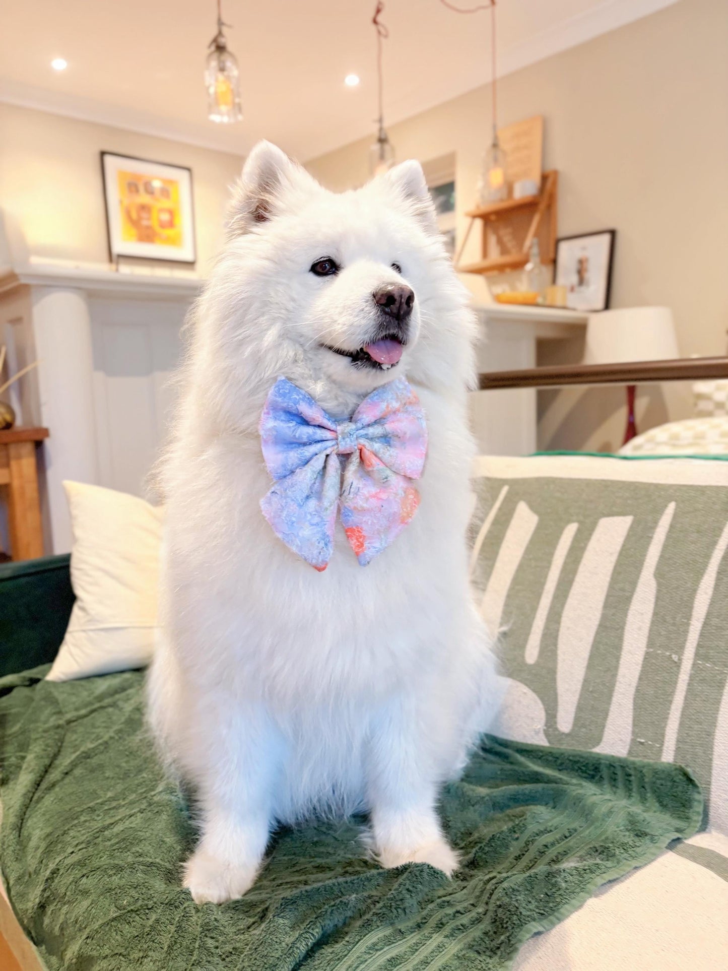 Summer Garden dog bow, Pastel Garden Dog Bow, available in sailor bow and bow tie styles, perfect for spring and summer