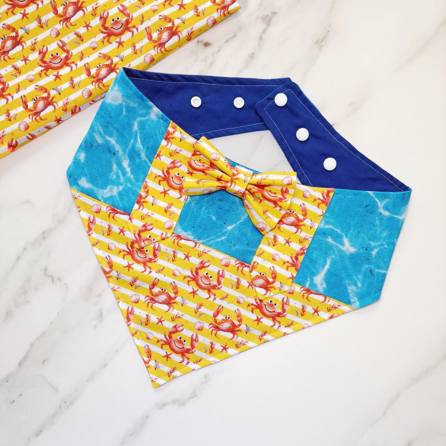 Crabs & Ocean Dog Bandana with Bowtie: Summer Beach Style