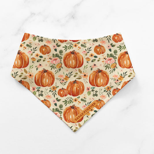 Autumn Pumpkin Dog Bandana – Pumpkin Patches Pet Bandana – Boho pet bandana – Snap On Bandana