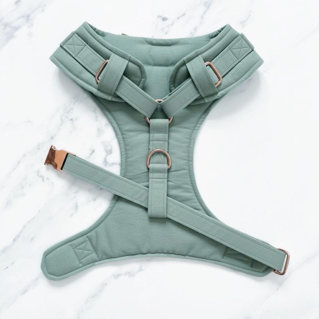 Bespoke Dog Wedding Tuxedo Harness: Sage Green Formal Dog Suit with Custom Bow Tie