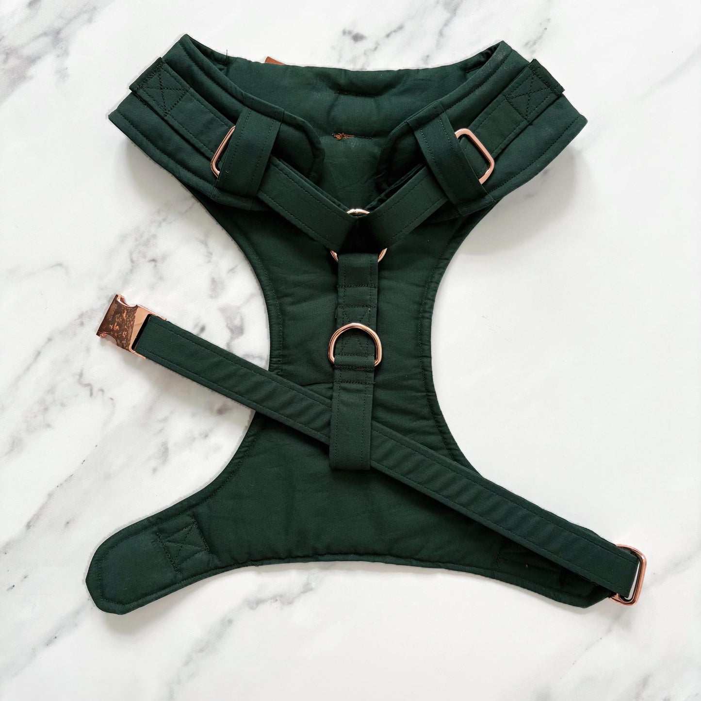 Bespoke Dark Green Dog Tuxedo Harness: Wedding Pup Ring Bearer Outfit