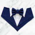 Navy Blue Wedding Dog Tuxedo Bandana: Handmade Pet Ring Bearer Outfit