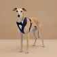 Bespoke Navy Dog Tuxedo Harness with Burgundy Bowtie: Formal Pet Wedding Suit