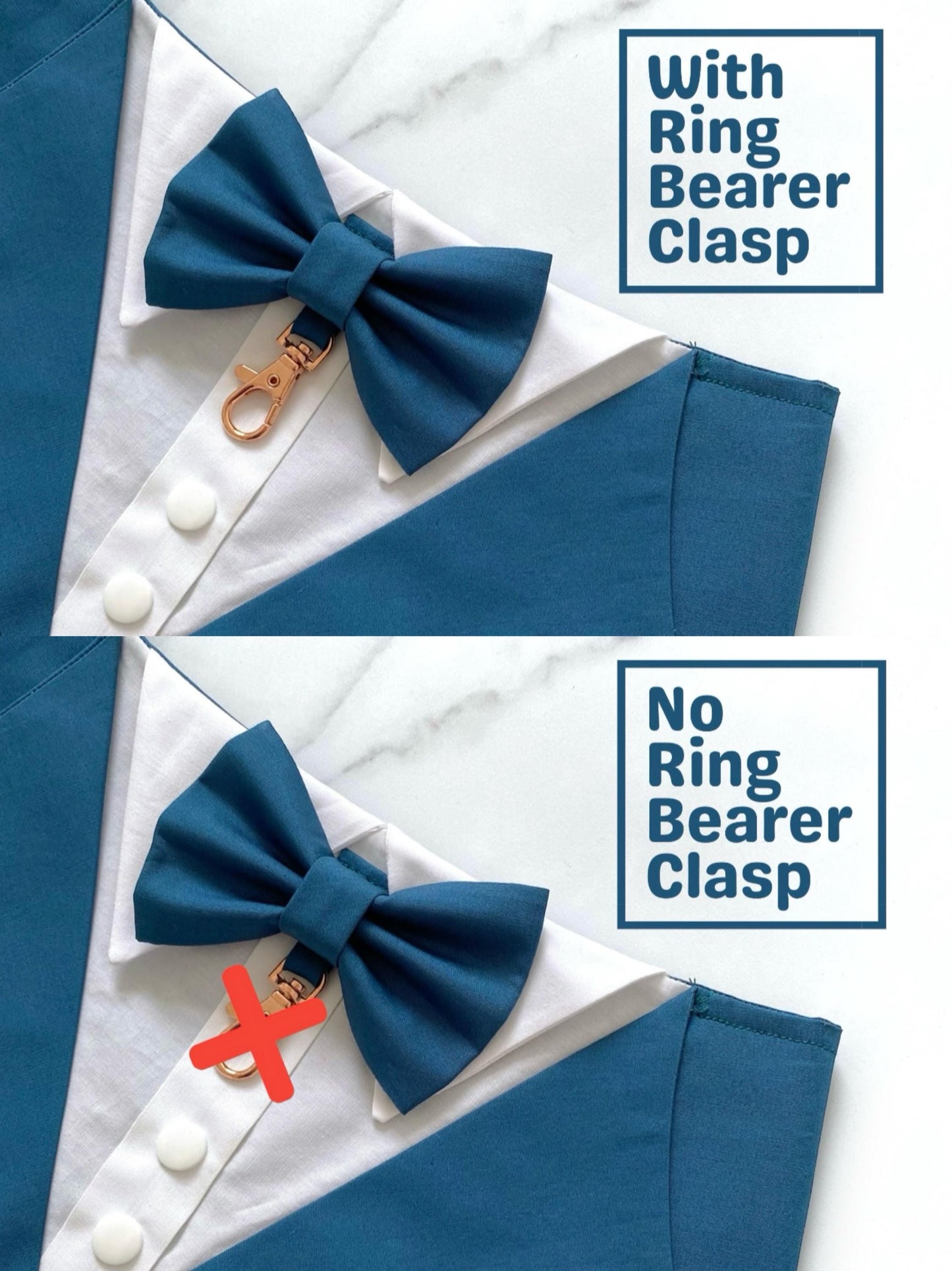 Navy Blue Wedding Dog Tuxedo Bandana: Handmade Pet Ring Bearer Outfit