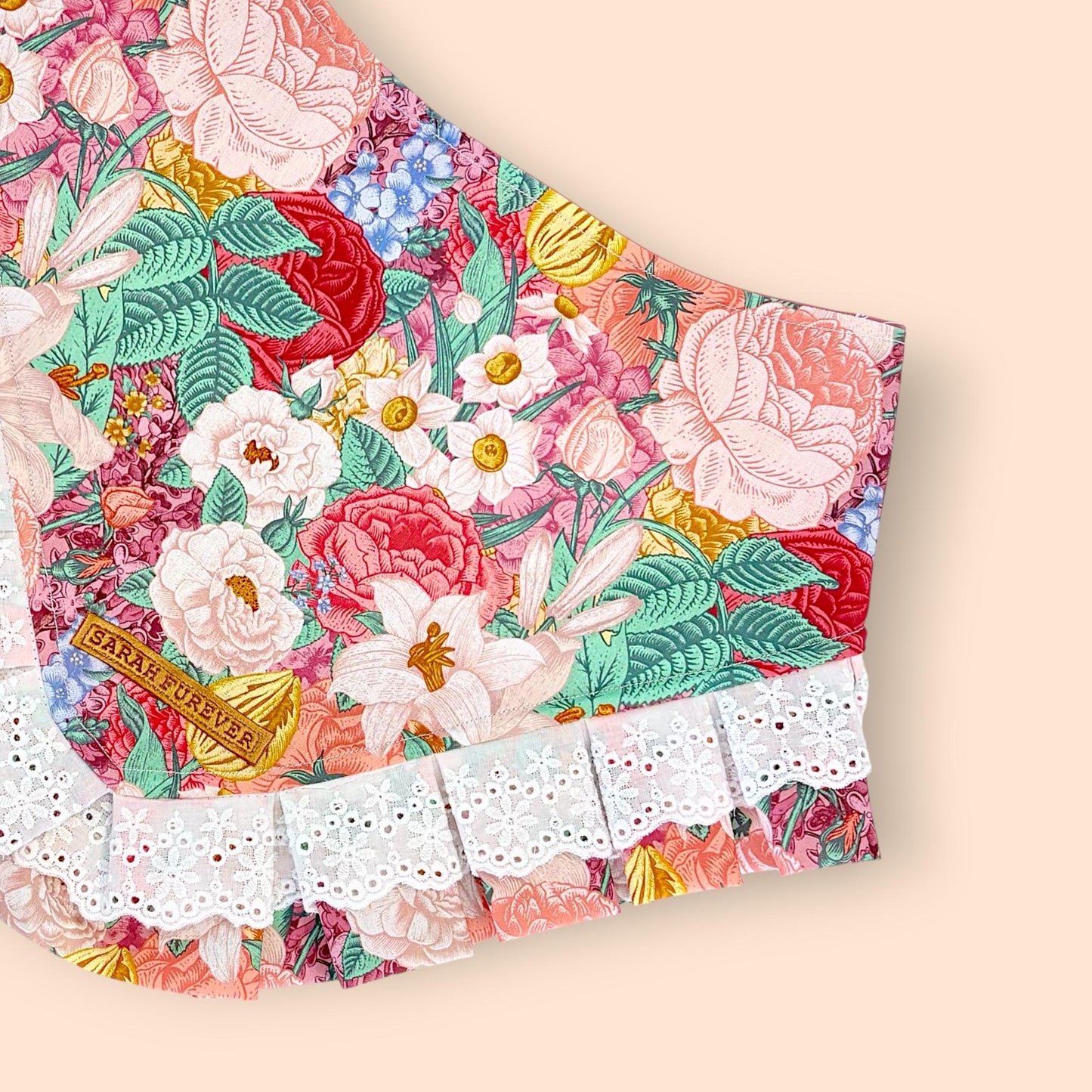 Dahlia Flower Dog Bandana with Ruffles