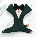 Bespoke Dog Wedding Tuxedo Harness: Dark Green Formal Suit for Dog of Honour