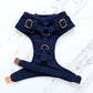 Dark Blue Dog Tuxedo Harness with Black Bowtie: Custom Pet Wedding Suit
