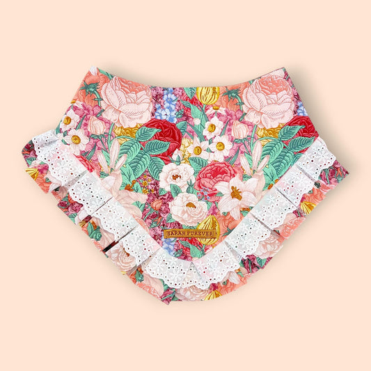 Dahlia Flower Dog Bandana with Ruffles
