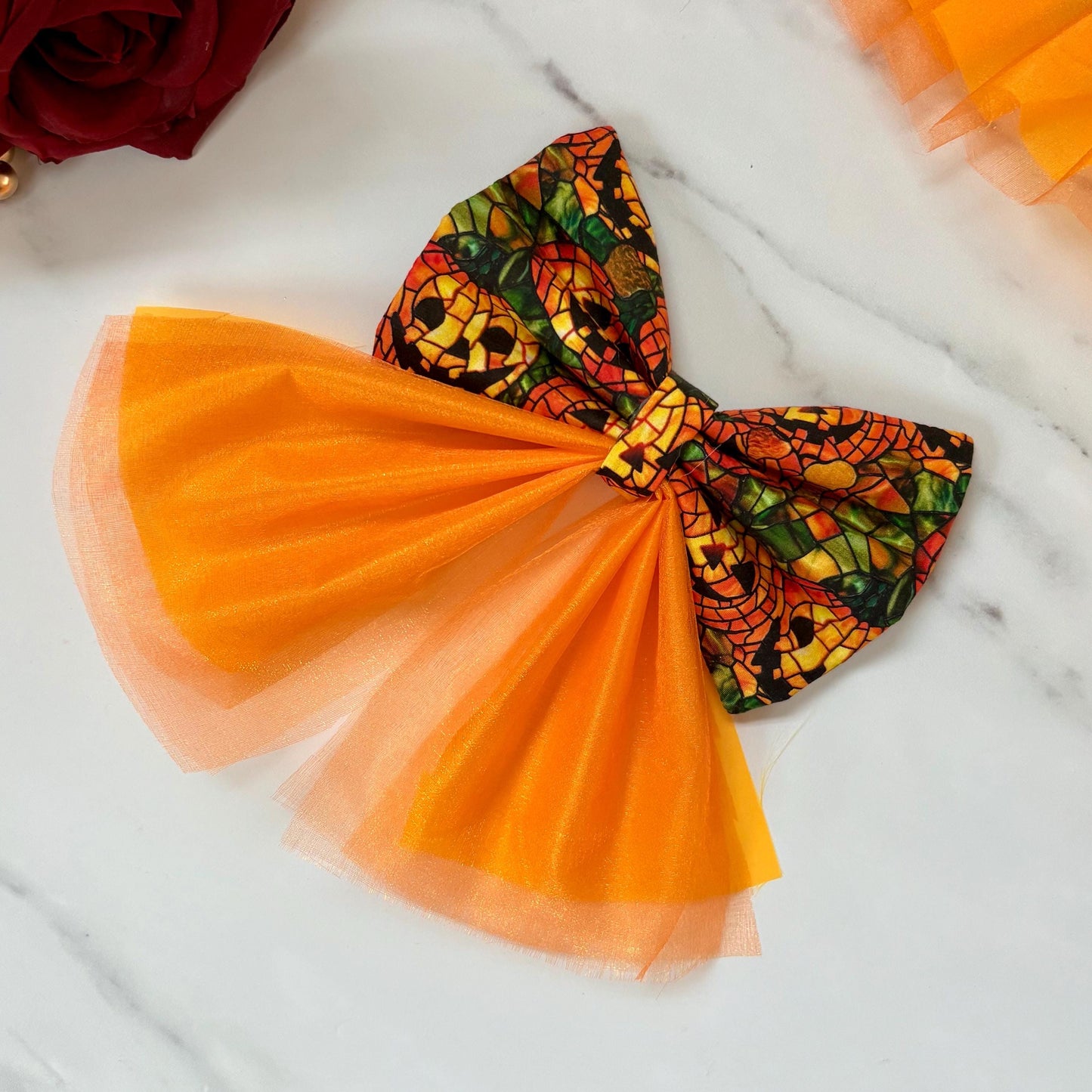 Spooky Halloween Pumpkin Patch Dog Bow Sailor Bow