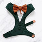 Bespoke Dark Green Dog Tuxedo Harness: Wedding Pup Ring Bearer Outfit