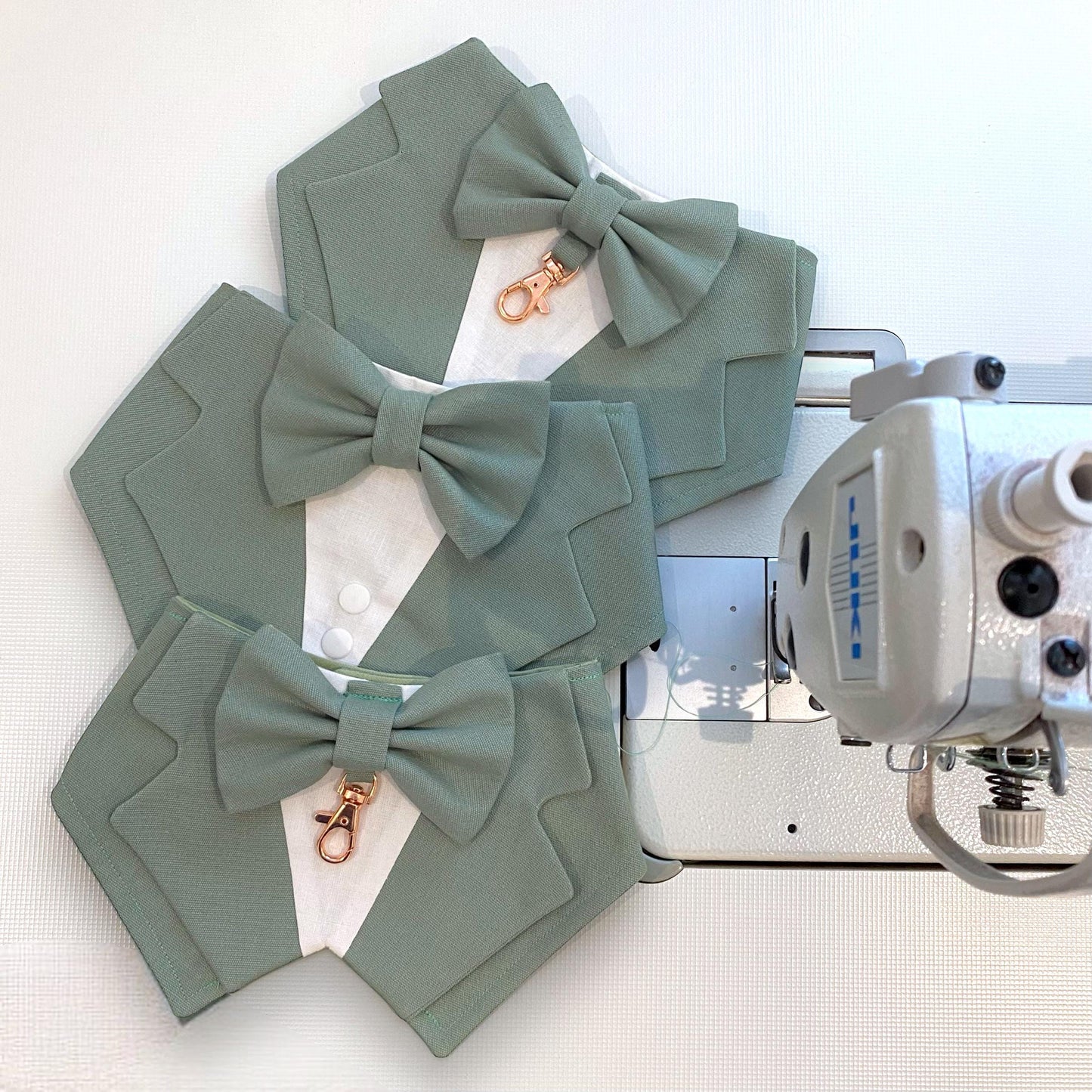 Sage Green Wedding Dog Tuxedo Bandana, Ring Bearer Style Available, More Colours Available