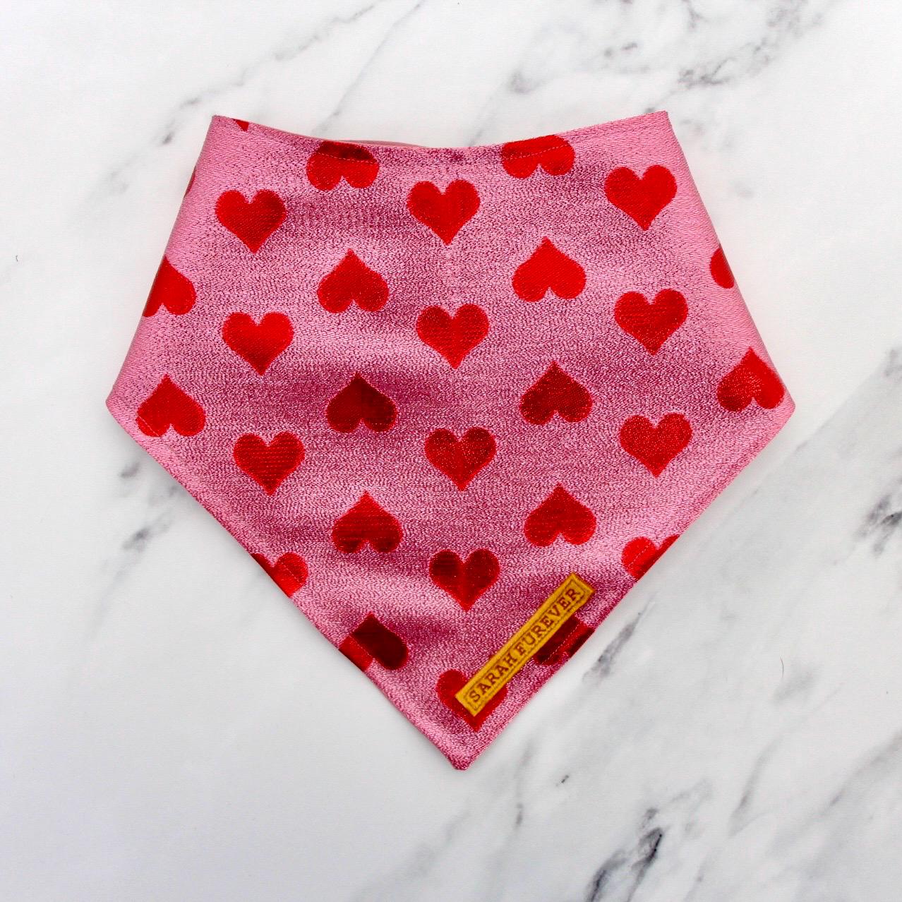Red and Pink Heart Dog Bandana for Valentines Day