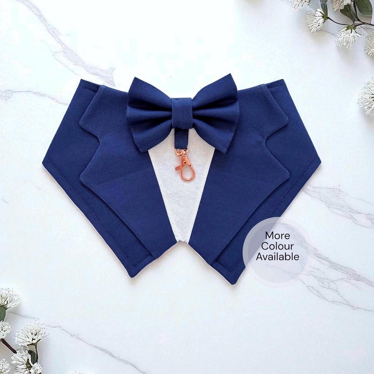 Navy Blue Wedding Dog Tuxedo Bandana, Ring Bearer Outfit For Pets