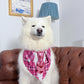 Valentine’s Day Dog Bandana Necktie, Pink Plaid and Red Hearts Pet Scarf