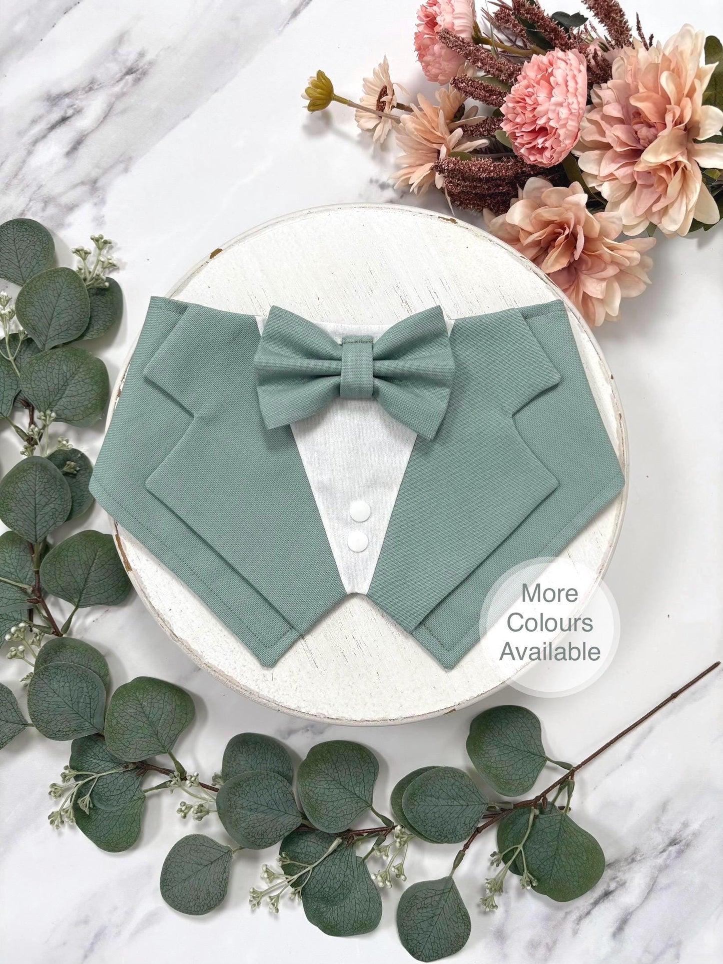 Sage Green Wedding Dog Tuxedo Bandana, Ring Bearer Style Available, More Colours Available