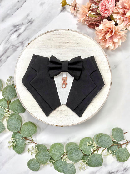 Black Wedding Dog Tuxedo Bandana: Ring Bearer Outfit for Pets