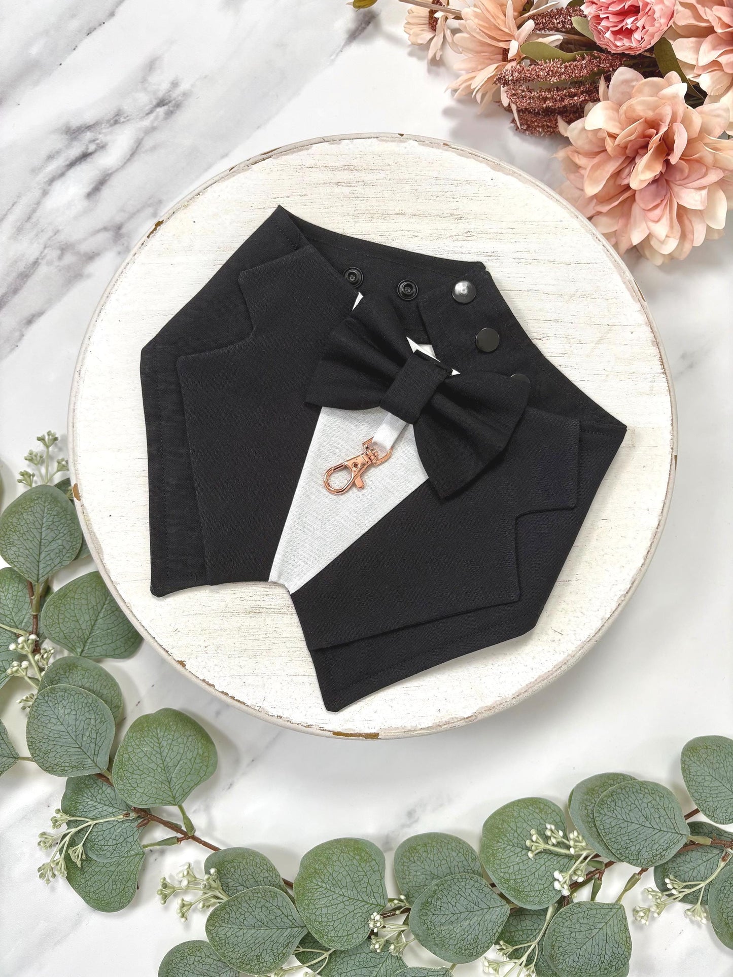 Black Wedding Dog Tuxedo Bandana: Ring Bearer Outfit for Pets