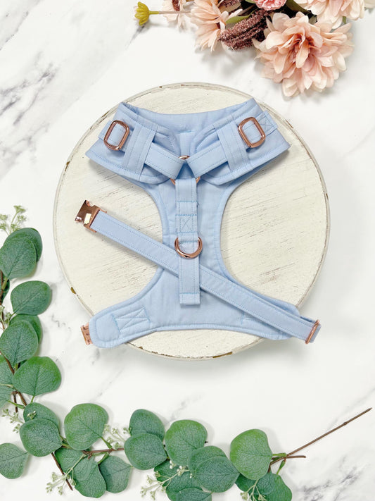 Made-to-Measure Light Blue Wedding Dog Tuxedo Harness: Custom Ring Bearer Outfit for Pets