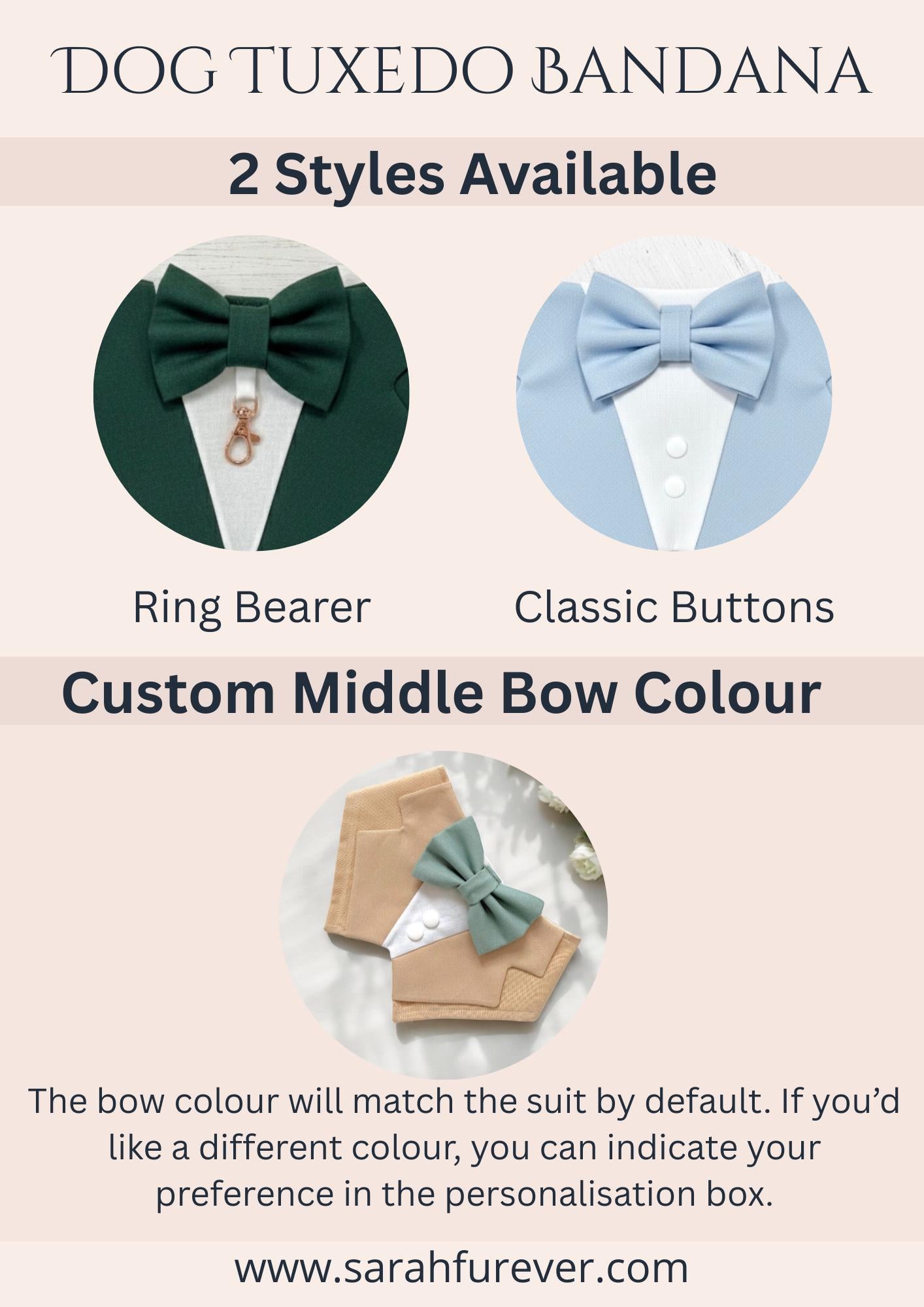 Light Grey Wedding Dog Bandana: Pet Ring Bearer Tuxedo Outfit