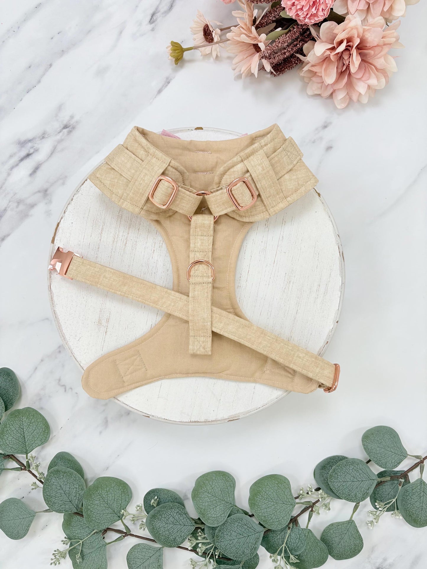 Natural Beige Dog Tuxedo Harness for Wedding: Bespoke Formal Suit for Dog of Honour, Ring Bearer Outfit