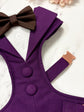 Made-to-measure Dark Purple Dog Tuxedo Harness: Ring Bearer Outfit for Pets