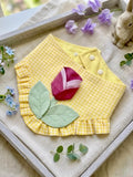 Tulip Dog Bandana, Yellow Gingham Spring Pet Scarf, Cotton Snap-On Accessory
