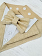 Natural Beige Wedding Dog Suit, Warm Sand Pet Tuxedo Bandana, Custom Size Welcome