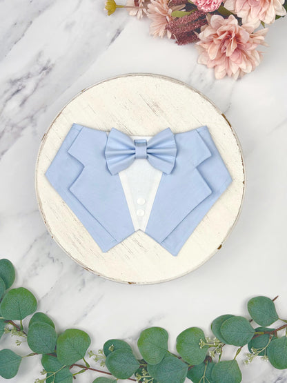 Light Blue Wedding Dog Tuxedo Bandana: Ring Bearer Style