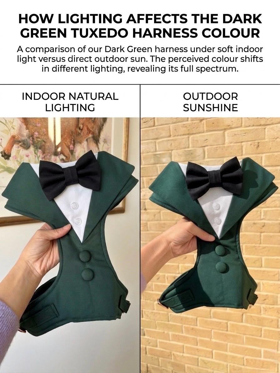 Bespoke Dog Wedding Tuxedo Harness: Dark Green Formal Suit for Dog of Honour