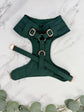 Dark Green Dog Tuxedo Harness with Bow Tie: Pet Wedding Suit Handmade in Norfolk