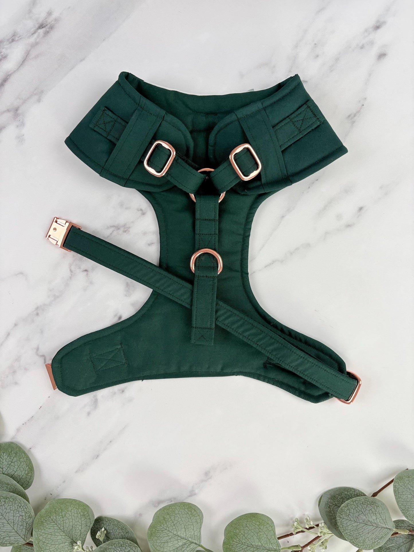 Dark Green Dog Tuxedo Harness with Bow Tie: Pet Wedding Suit Handmade in Norfolk