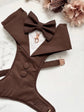 Bespoke Dark Brown Tuxedo Harness with Custom Bow Tie, Wedding Suit for Dog