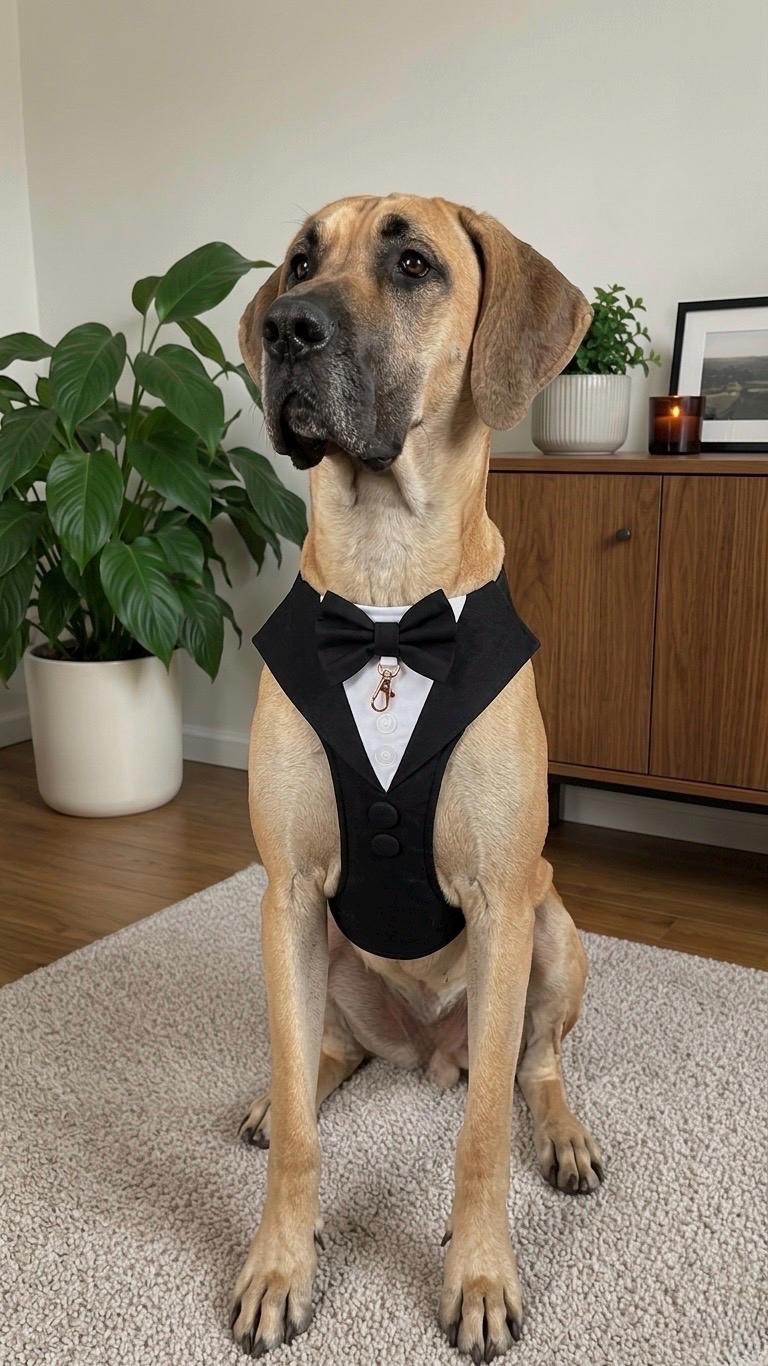 Dog Tuxedo Harness for Wedding: Formal Suit for Dog of Honour, Ring Bearer Outfit