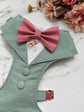 Bespoke Sage Green Wedding Suit for Dogs: Tuxedo Harness