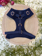 Bespoke Navy Dog Tuxedo Harness with Burgundy Bowtie: Formal Pet Wedding Suit