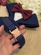 Bespoke Navy Dog Tuxedo Harness with Burgundy Bowtie: Formal Pet Wedding Suit