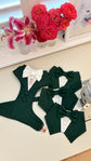 Bespoke Dog Wedding Tuxedo Harness: Dark Green Formal Suit for Dog of Honour