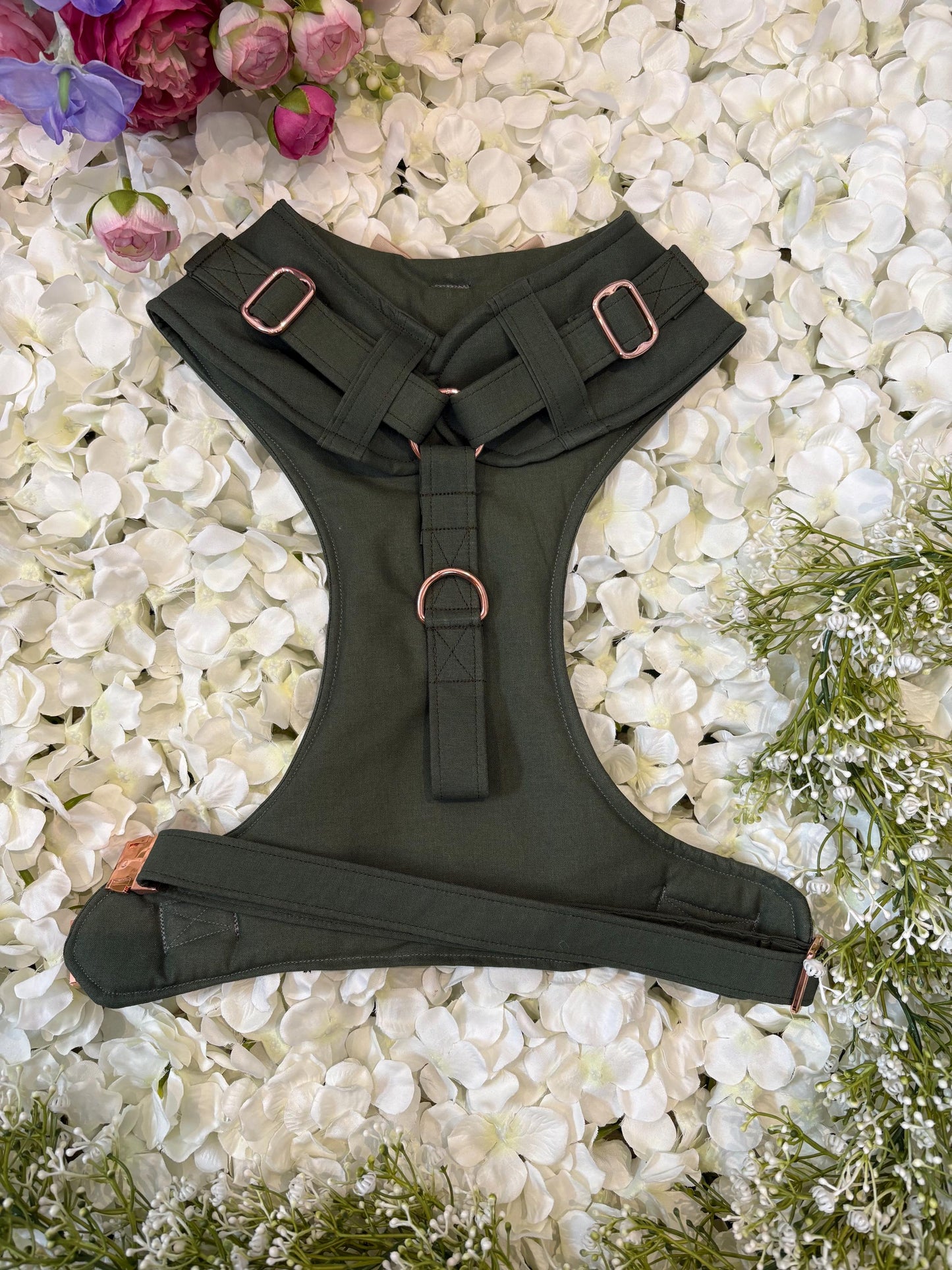 Olive Green Dog Tuxedo Harness: Made-to-measure Formal Wedding Outfit