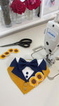 Navy Wedding Dog Suit Bandana with Tie, Bespoke Pet Wedding Outfit