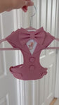 Bespoke Dusty Pink Dog Tuxedo Harness, Formal Dog Suit for Wedding