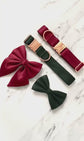 Burgundy Red Christmas Dog Bow, Available in sailor bow and bow tie styles, optional upgrade to bow collar bundle, festive seasons pet bow