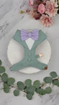 Bespoke Heritage Sage Green Dog Wedding Tuxedo Harness: Formal Dog Suit with Custom Bow Tie