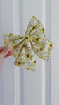 Summer Sunflower Dog Bow  – Available in Bow Tie and Sailor Bow – Optional to Upgrade with Matching Collar – Boho Sunflower bow