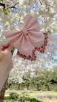 Pink Floral Dog Sailor Bow: Wedding Pet Accessory for Girl Pup